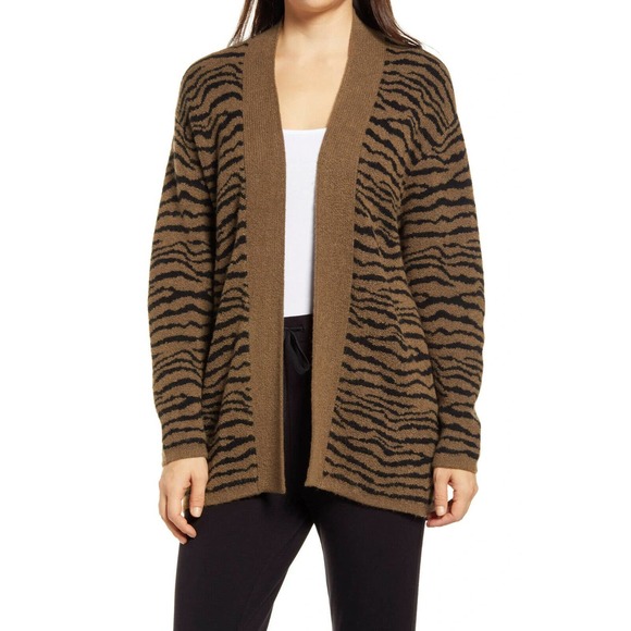 Lou & Grey Sweaters - Saddle Brown Cypress Tiger Stripe Cardigan Size Small